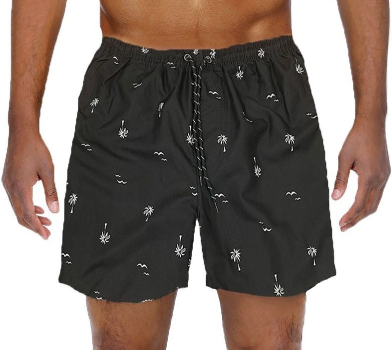 Palm Tree Print Black Swim Shorts