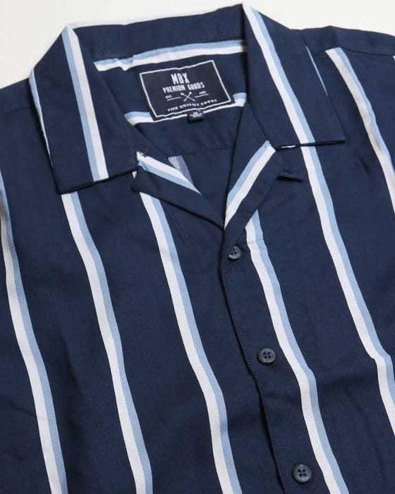 Two Tone Stripe Camp Shirt