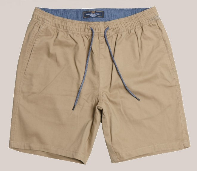 Solid Drawstring Khaki Shorts