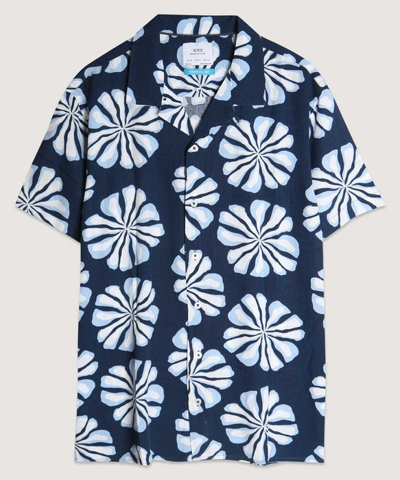 Plant Print SLUB Rayon Camp Shirt