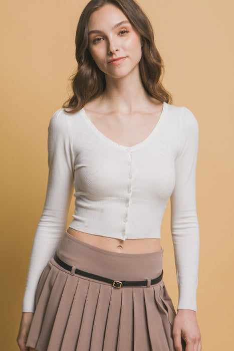 Ribbed Buttoned Cardigan