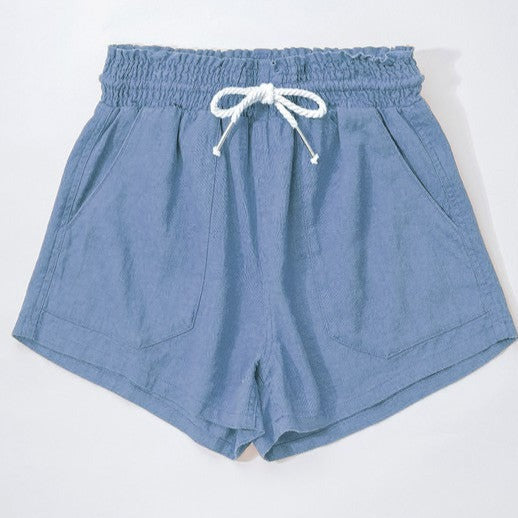 ROPE DRAWSTRING LINEN SHORTS