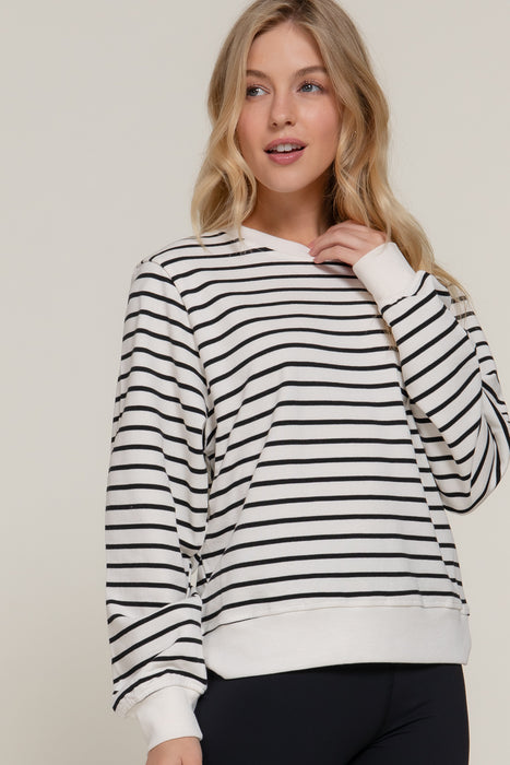LONG SLV CREW NECK STRIPED SWEATSHIRT