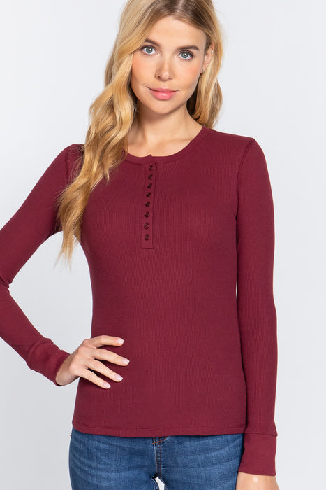 LONG SLEEVE HENLEY THERMAL TOP