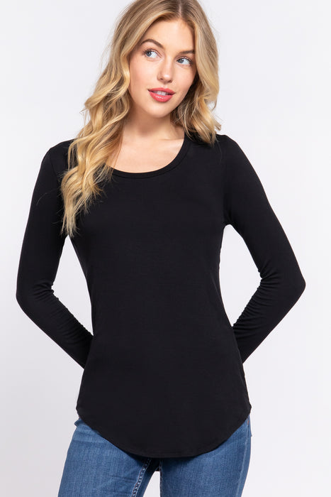 LONG SLV ROUND NECK RAYON JERSEY