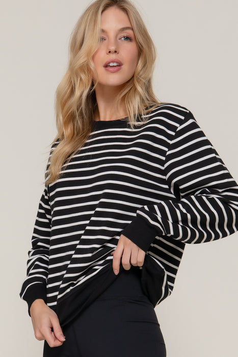 LONG SLV CREW NECK STRIPED SWEATSHIRT