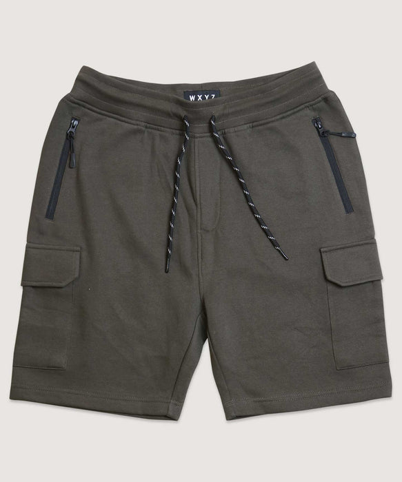 Drawstring Fleece Cargo Shorts