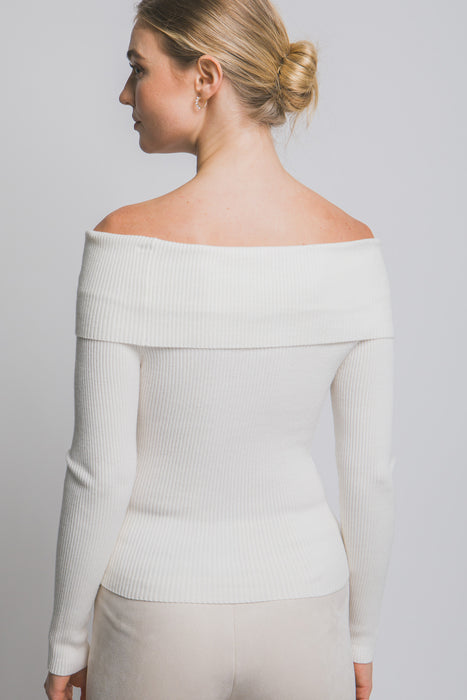 Off Shoulder Ribbed Cardigan