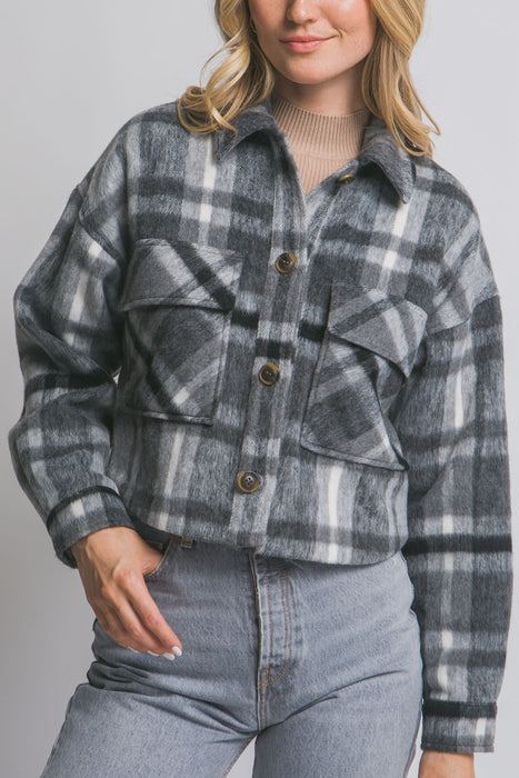 Button-Down Short Plaid Shacket