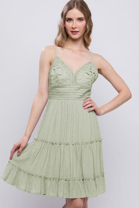 Laced Paneled Tie Back Dress