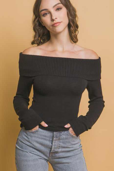 Ribbed Fitted Off Shoulder Top