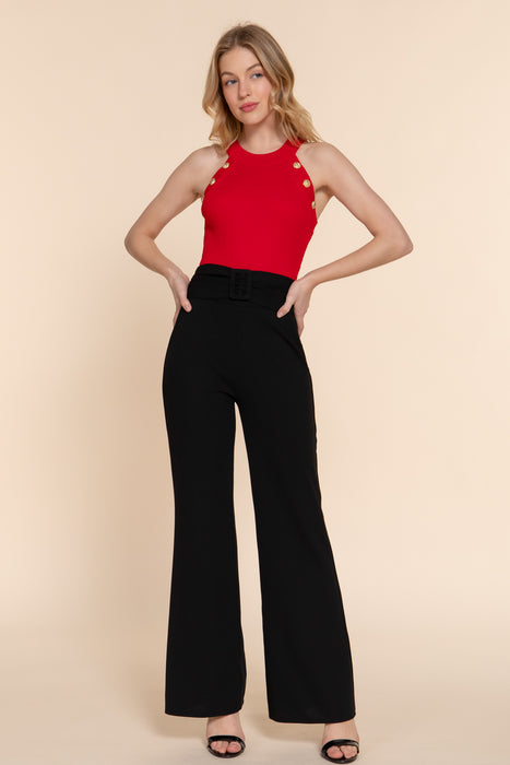 GOLD SNAP BUTTON HALTER SPRING SWEATER