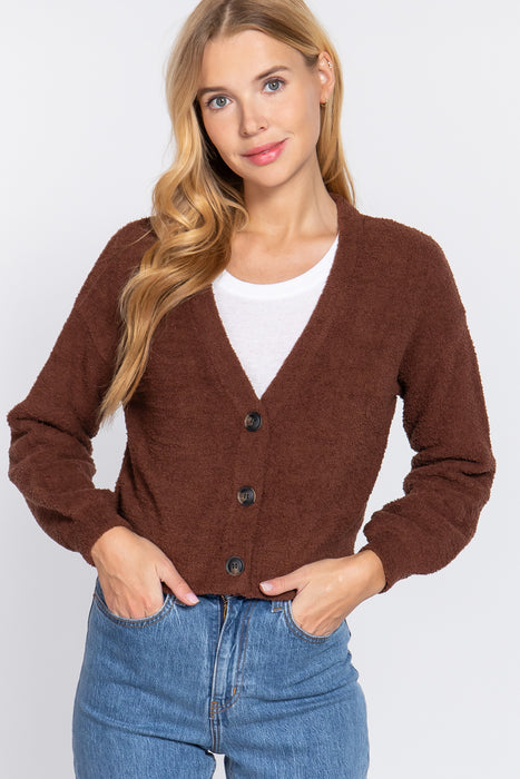 LONG SLV V-NECK SWEATER CARDIGAN