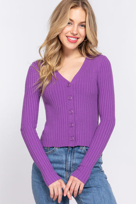 V-NECK FITTIED SWEATER CARDIGAN