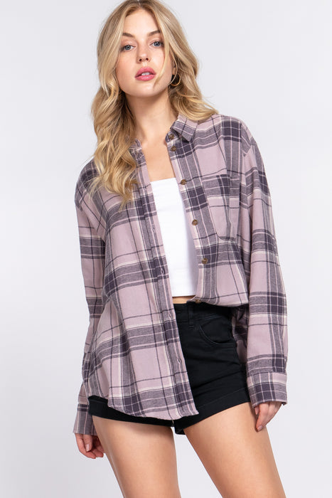 LONG SLV FRONT POCKET PLAID SHIRT