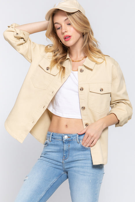 BUTTON DOWN COTTON DENIM SHACKET