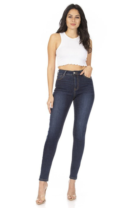 High Rise Dark Blue Skinny Jeans