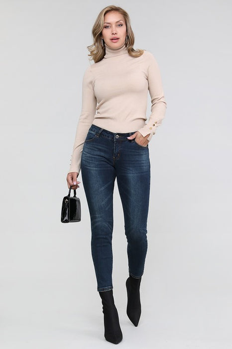 Mid Rise Ripped Stretch Skinny Jeans