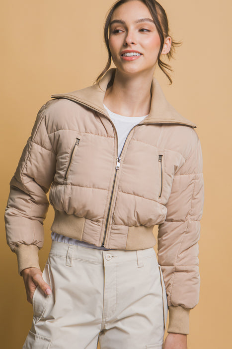 Cropped Turtleneck Puffer Jacket