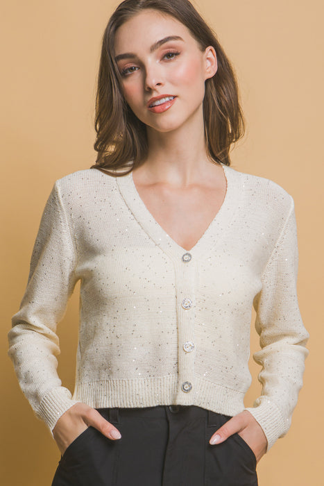 Semi Cropped Cardigan Sweater