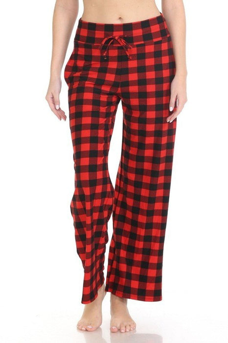 Red Pattern Wide Leg Pajamas