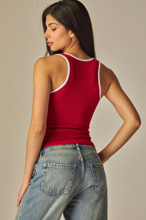 Seamless Contrast Binding Tank Top