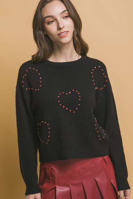 Heart Beaded Sweater