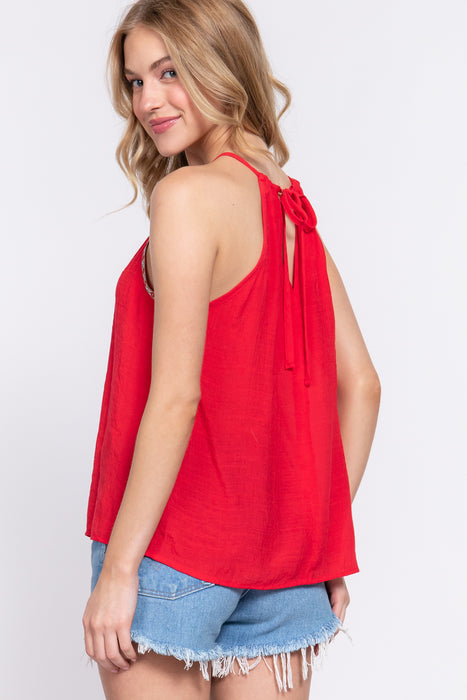 HALTER CLUNY TAPE SLUB GAUZE TOP