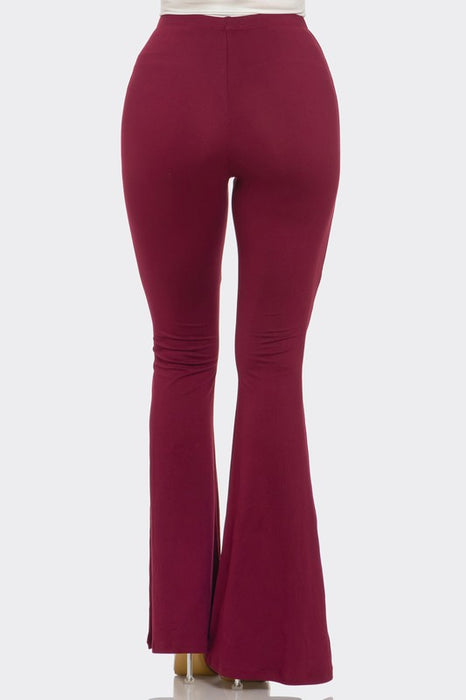 SOLID FLARED LONG PANTS WITH WAIST BAND DETAIL