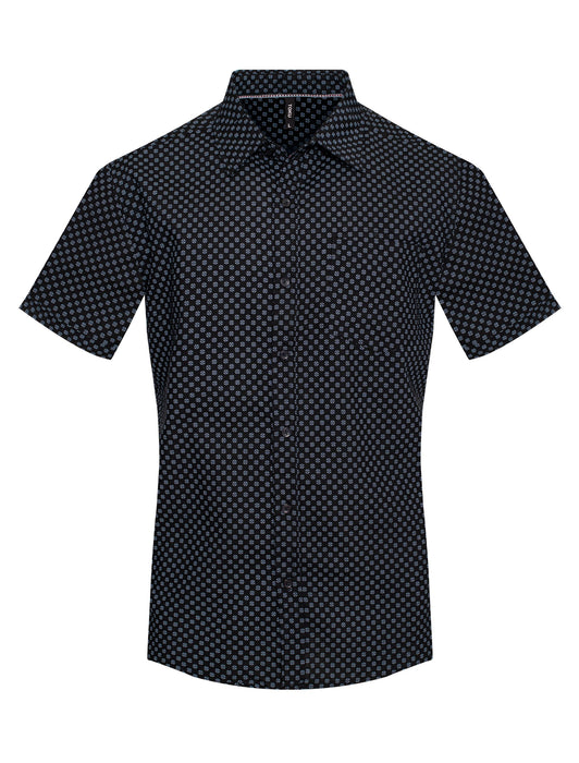 Abstract Geometric Black Print Short-Sleeve Shirt