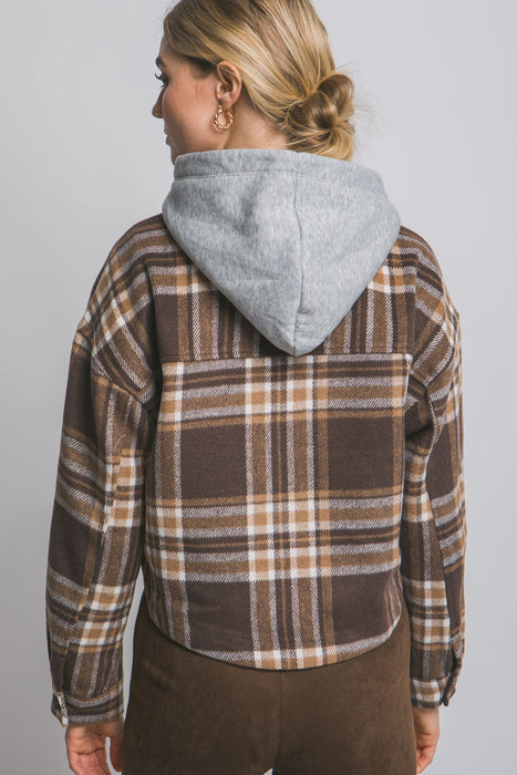 Plaid Shacket With Detachable Hood