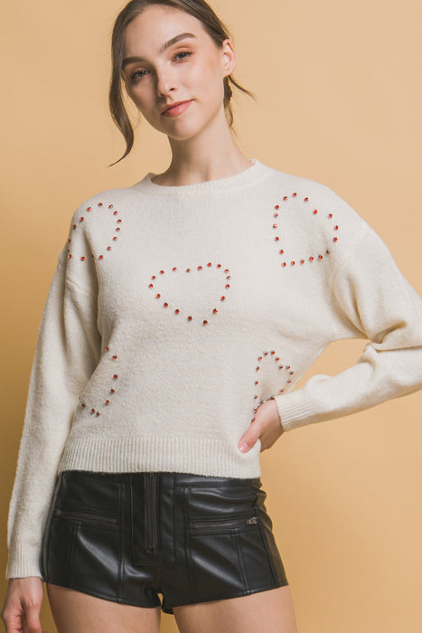 Heart Beaded Sweater