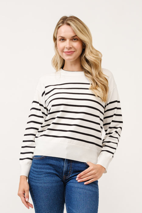 Round Neck Stripe Pull Over
