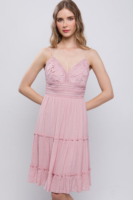 Laced Paneled Tie Back Dress