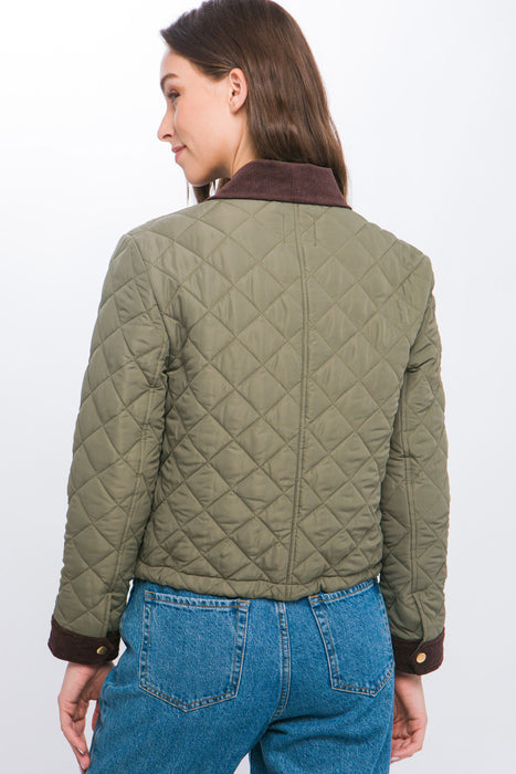 Quilted Padded Jacket W/Suede Collar & Wrist
