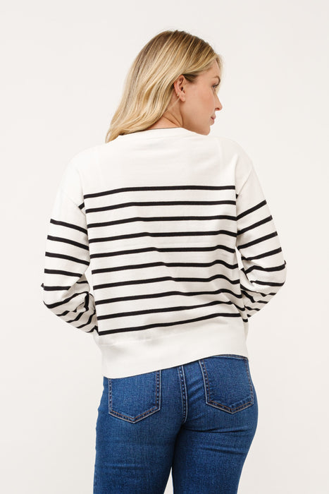 Round Neck Stripe Pull Over