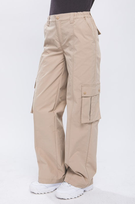 Cargo Pants with Elastic Waist and Side Pockets