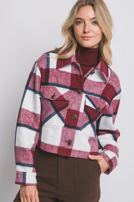 Yarn Dyed Plaid Button Up Jacket