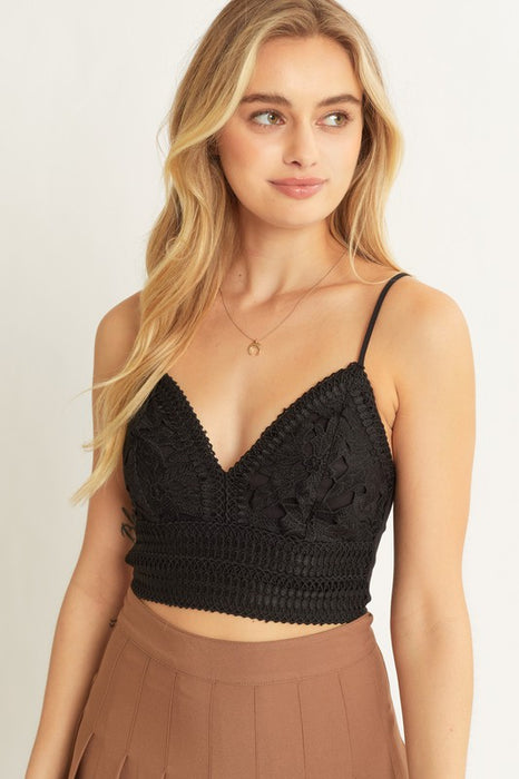 Textured Laced Crop Top