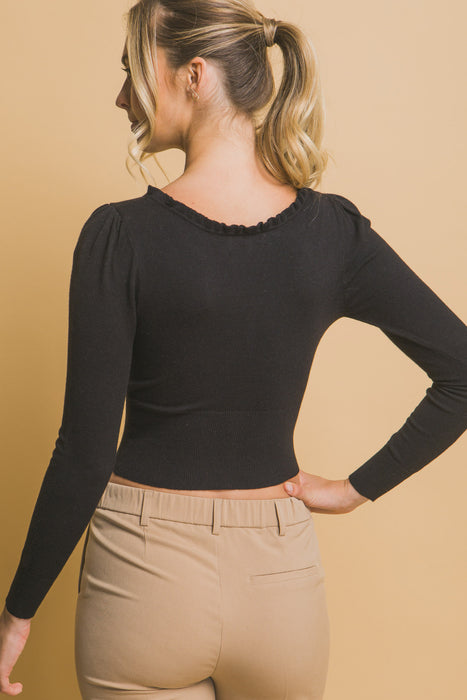Ribbed Buttoned Cardigan