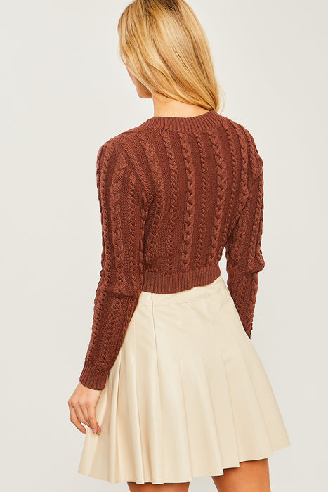 Cropped Cable Knit Sweater Top