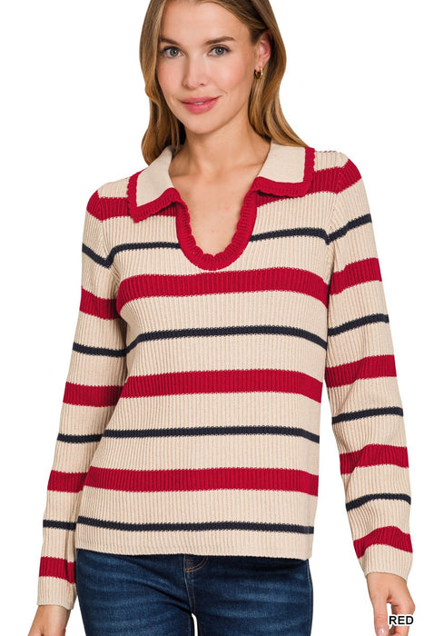 Striped Collared Sweater