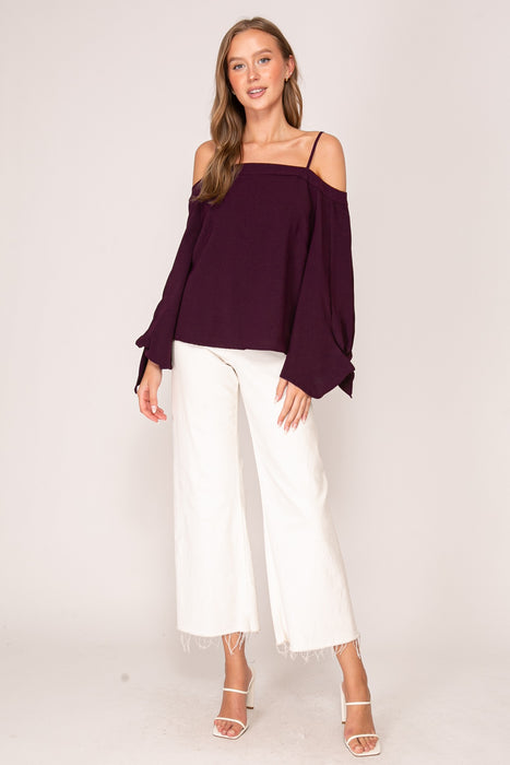 Off-the-shoulder Tie Sleeve Blouse