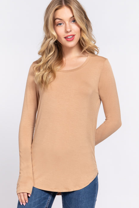 LONG SLV ROUND NECK RAYON JERSEY