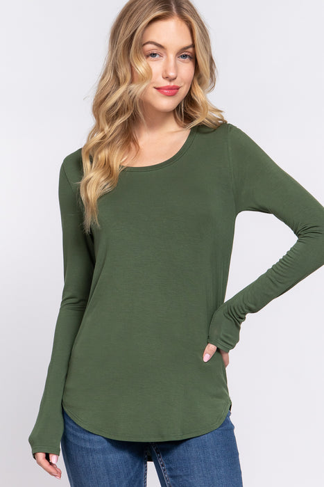 LONG SLV ROUND NECK RAYON JERSEY