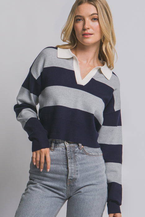 Stripe Polo Sweater