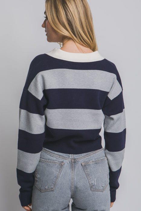 Stripe Polo Sweater
