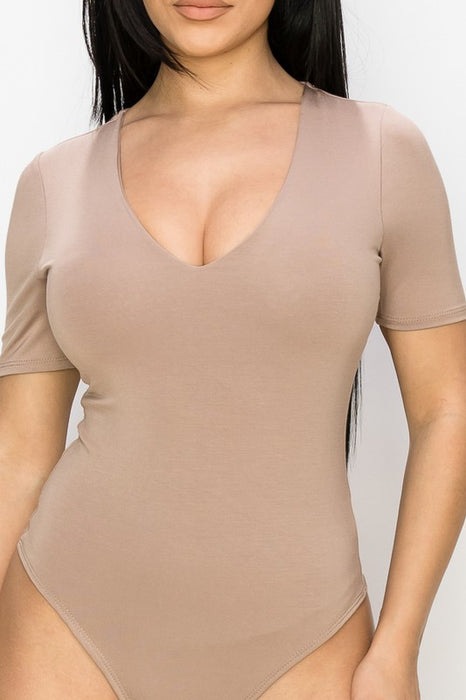 V-NECK DOUBLE MODAL STRETCH BODYSUIT