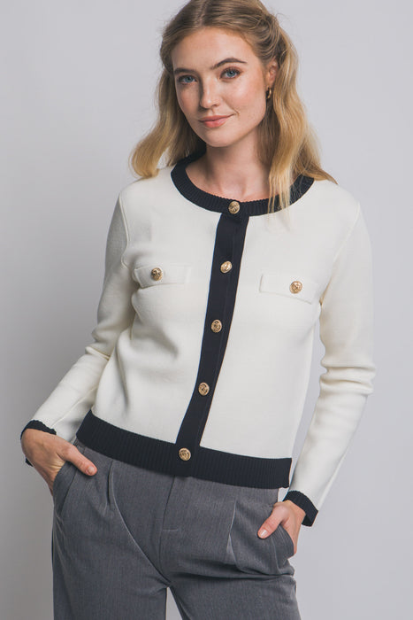 Knitted Cardigan With Jewel Buttons