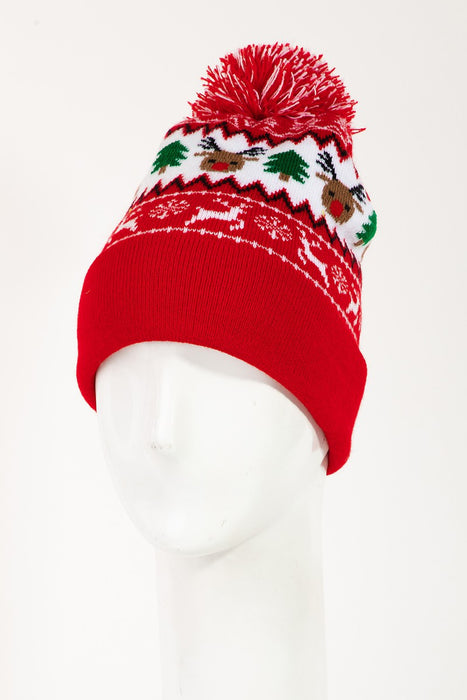 Christmas Reindeer Print Beanie